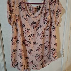 Torrid floral and skulls button back blouse